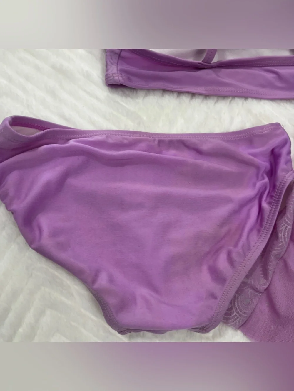 Lilac Girls 3-Piece Swim Set Purple Bikini Top Bottom Skirt medium cat & Jack
